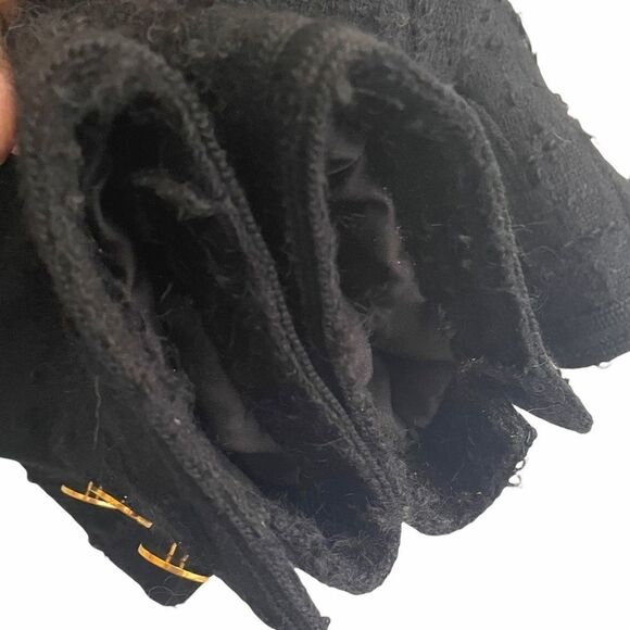 VINTAGE Paula Klein Paris Couture Wool 2-PC Suit Blazer Skirt Black L - Picture 8 of 16